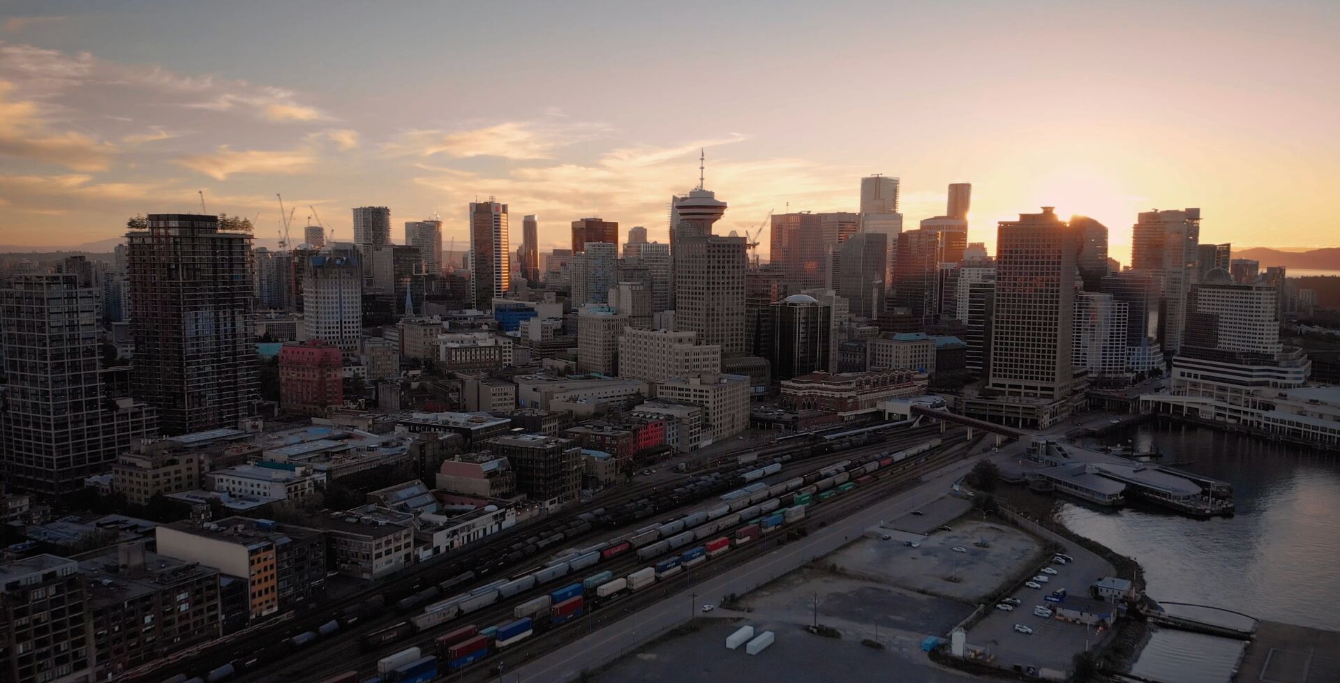 Vancouver skyline at sunset
